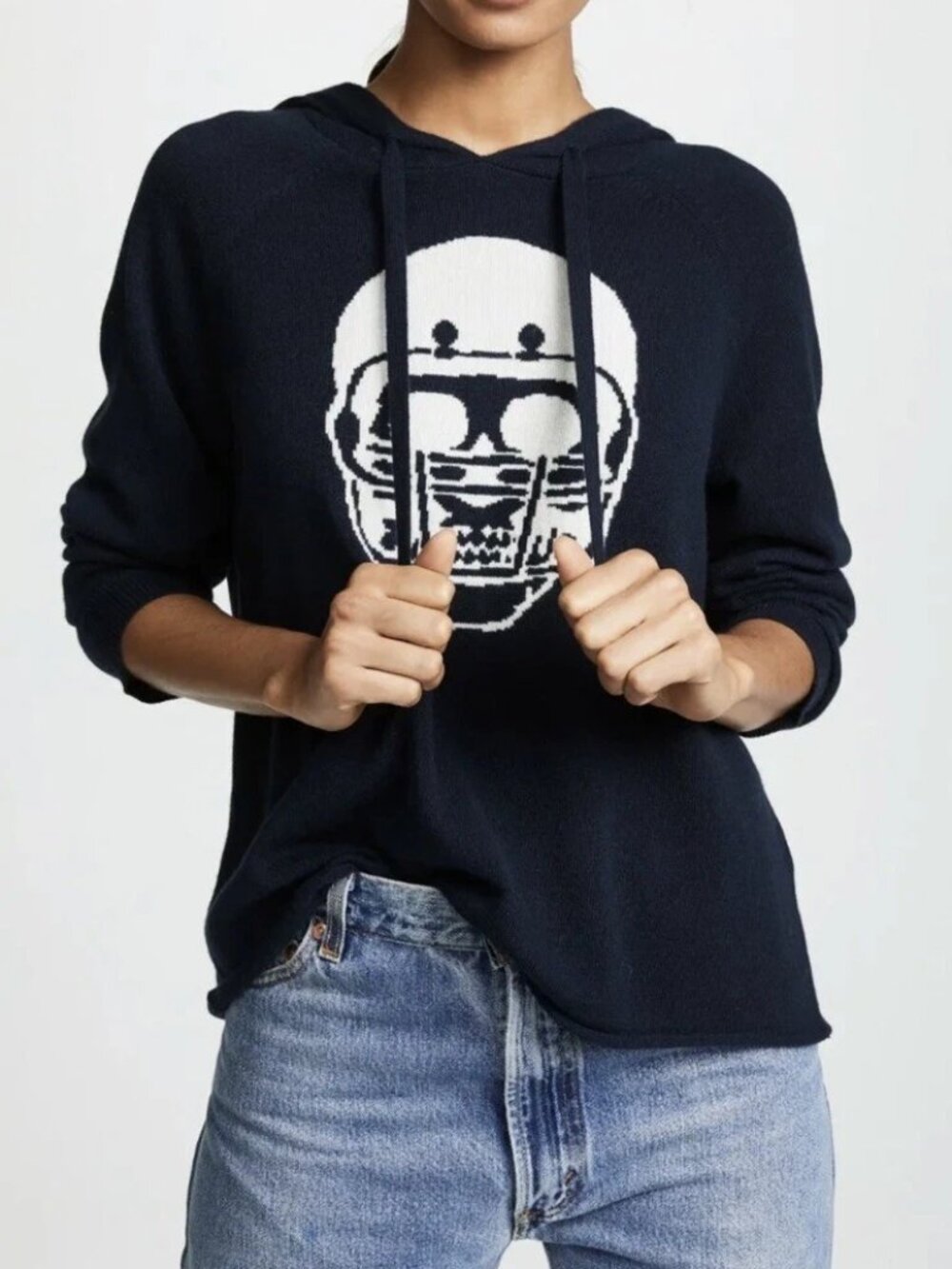 Skull Cashmere Collegiate Skull Hoodie sweater black Size S